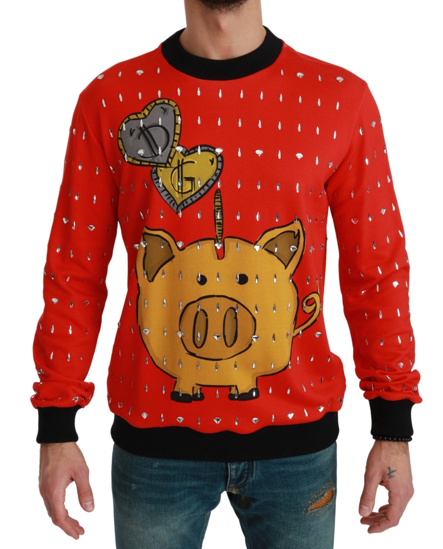 Pull Dolce & Gabbana « Cochon de l'année » en cristal rouge