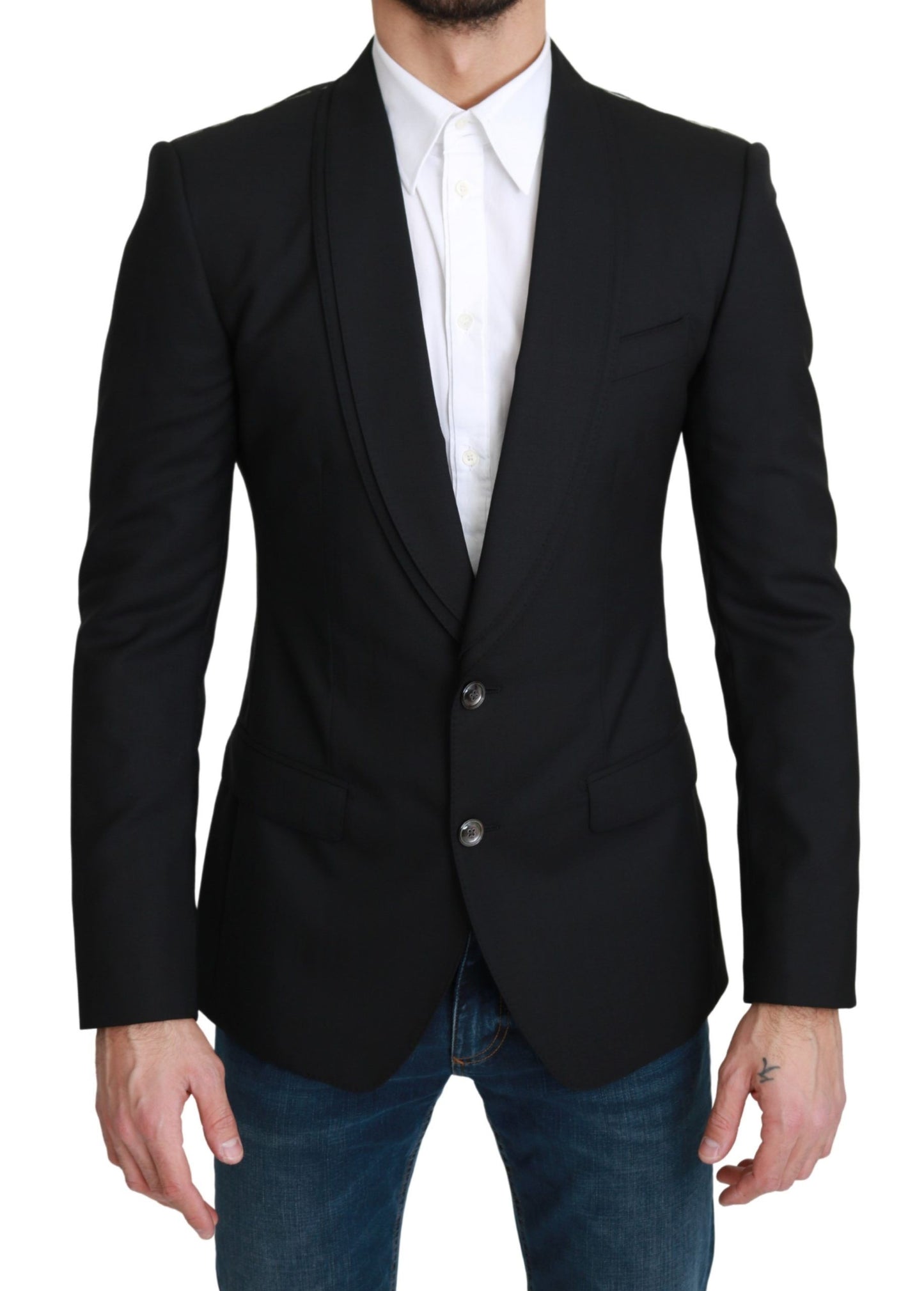 Blazer en laine noir Dolce & Gabbana coupe droite