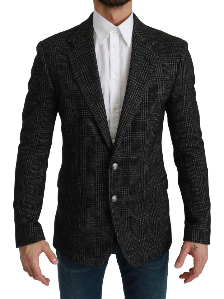 Veste Blazer Ajustée à Carreaux Gris Dolce & Gabbana