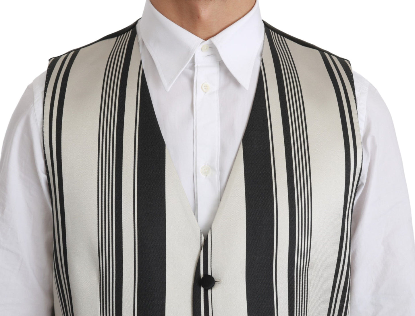 Gilet habillé Dolce & Gabbana rayé blanc et noir