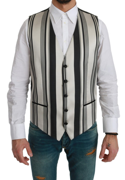 Gilet habillé Dolce & Gabbana rayé blanc et noir
