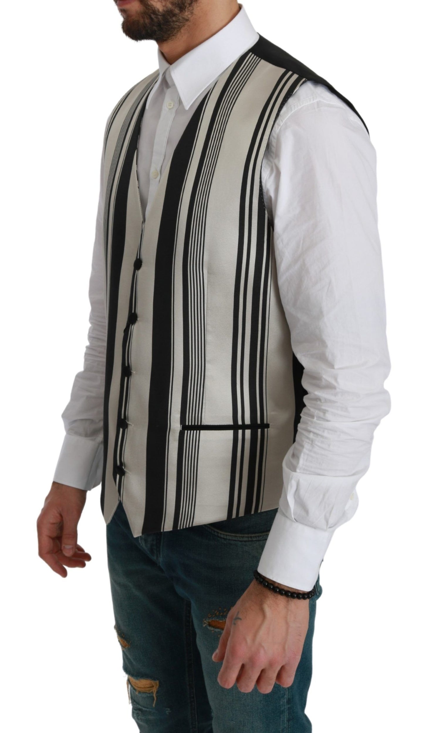 Gilet habillé Dolce & Gabbana rayé blanc et noir