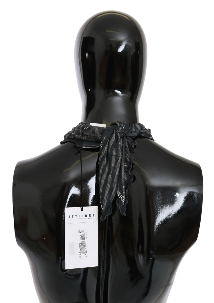 Costume National Black Gray Viscose Foulard Branded Scarf
