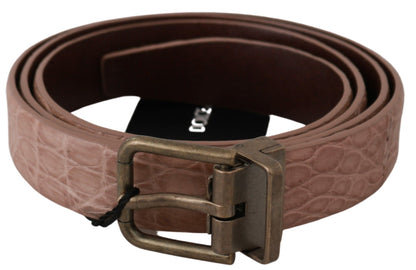 Ceinture en cuir Dolce & Gabbana beige en peau exotique à boucle dorée
