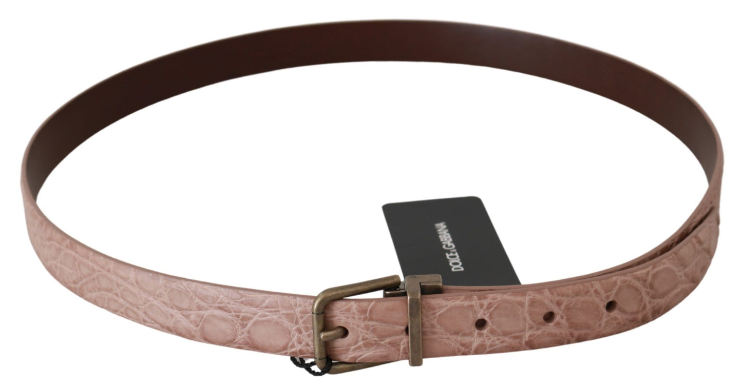 Ceinture en cuir Dolce & Gabbana beige en peau exotique à boucle dorée