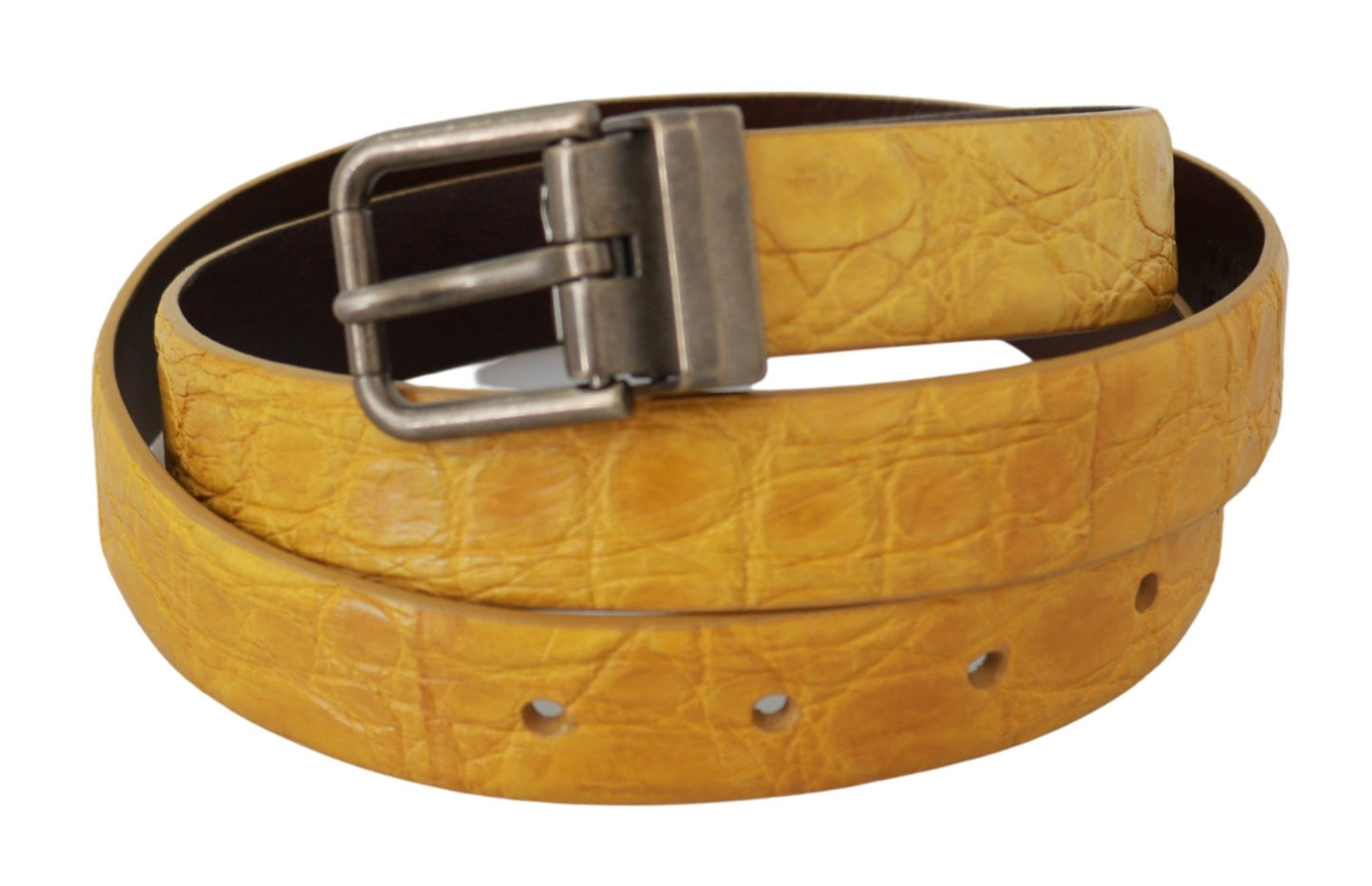 Ceinture Dolce & Gabbana en cuir exotique jaune avec boucle grise