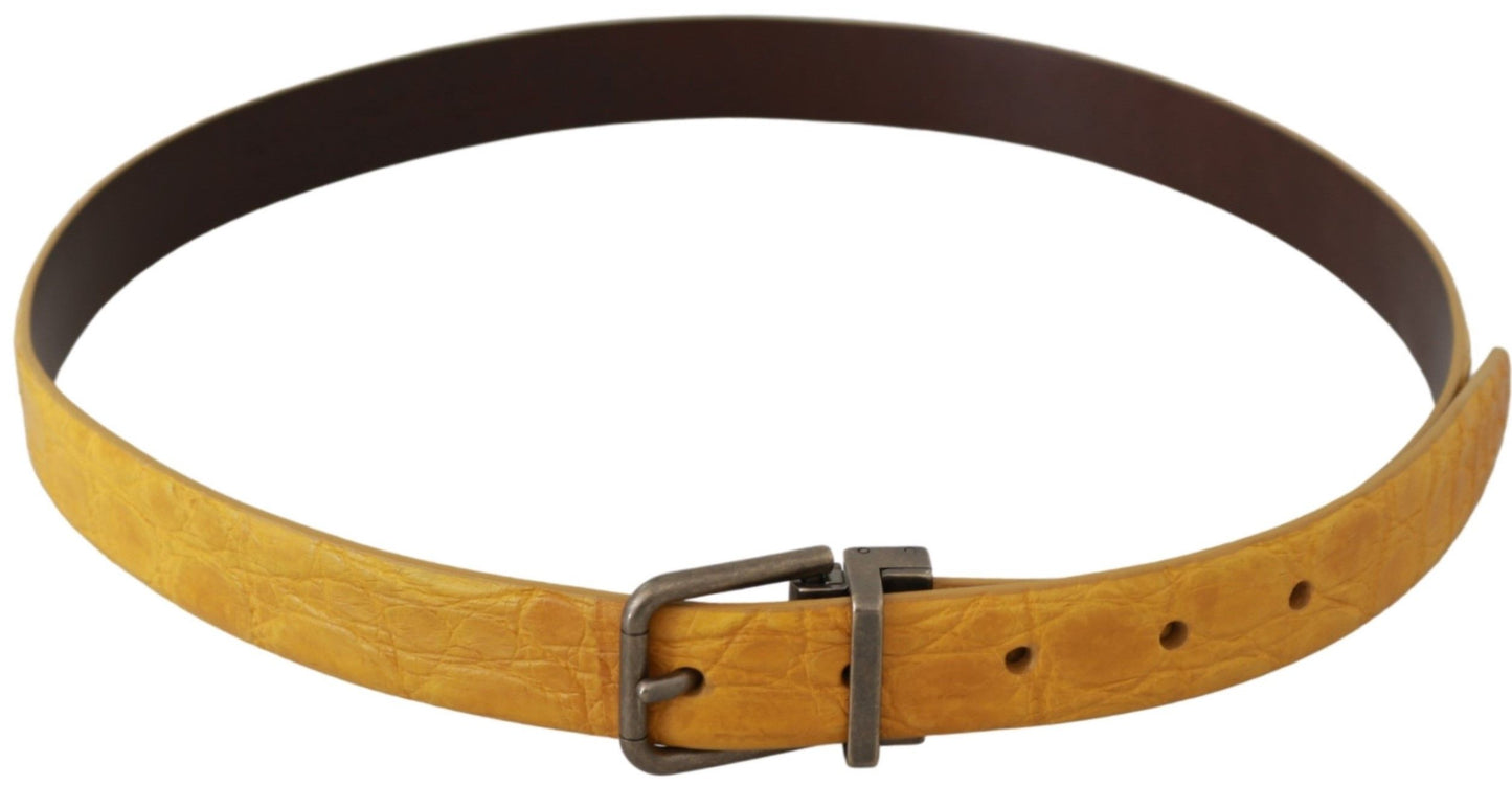Ceinture Dolce & Gabbana en cuir exotique jaune avec boucle grise