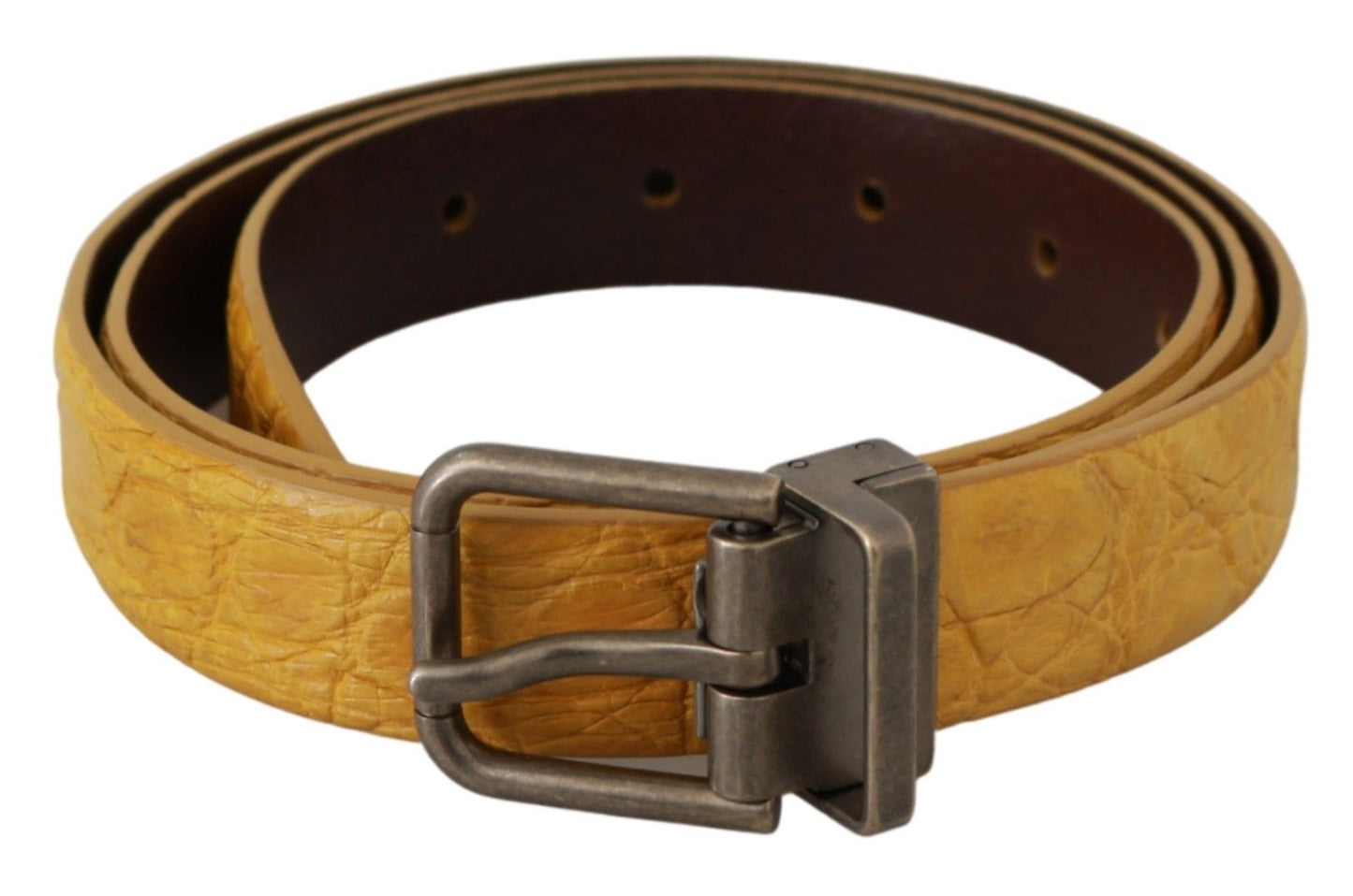 Ceinture Dolce & Gabbana en cuir exotique jaune avec boucle grise
