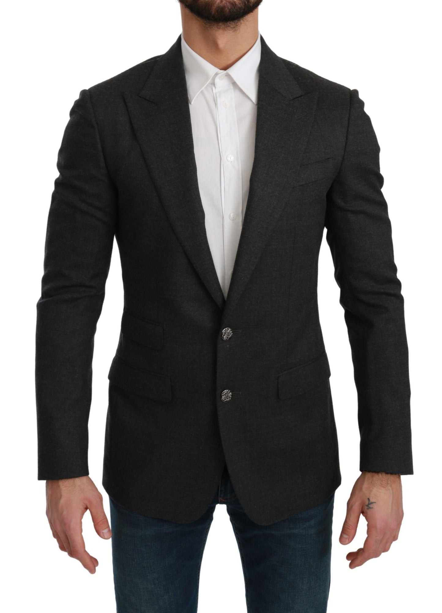 Veste de costume Dolce & Gabbana gris NAPOLI en laine coupe ajustée