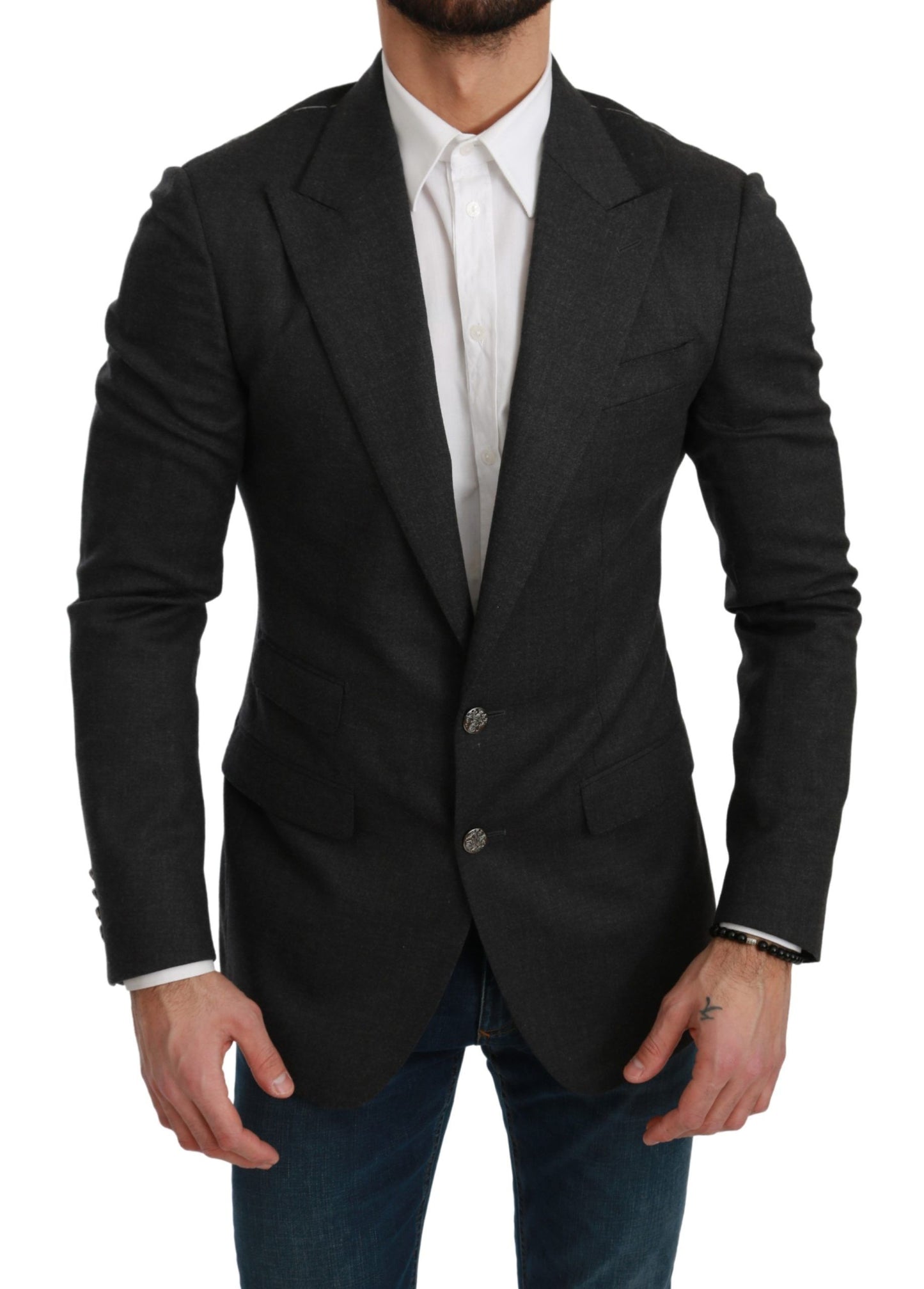 Veste de costume Dolce & Gabbana gris NAPOLI en laine coupe ajustée
