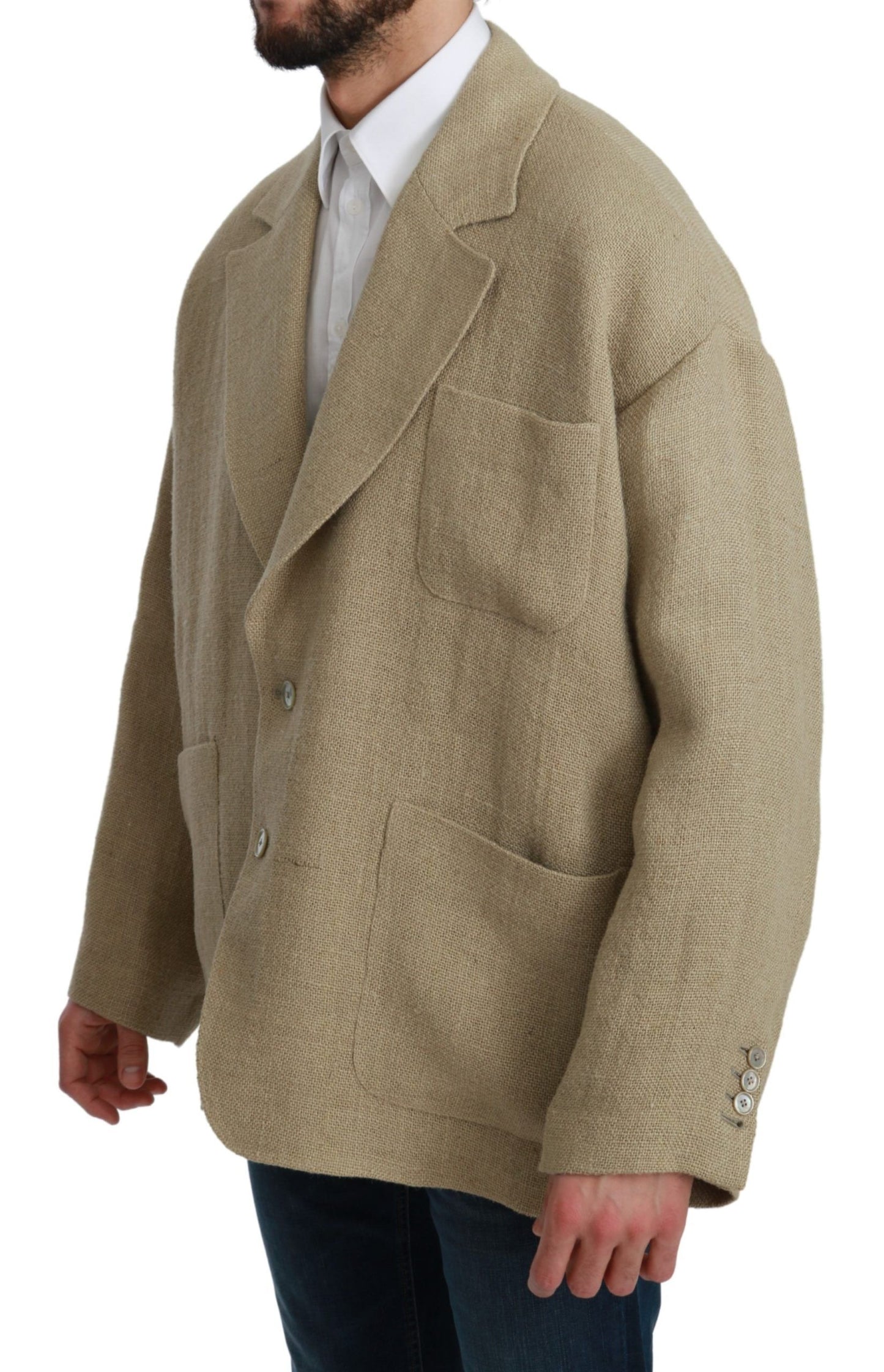 Dolce & Gabbana Veste Manteau Beige 100% Jute Blazer Manteau