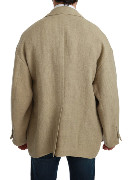 Dolce & Gabbana Veste Manteau Beige 100% Jute Blazer Manteau
