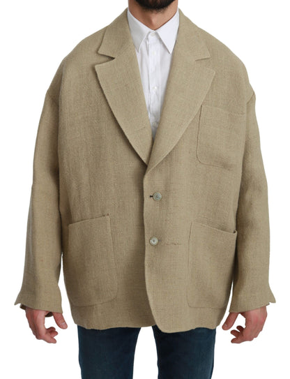 Dolce & Gabbana Veste Manteau Beige 100% Jute Blazer Manteau