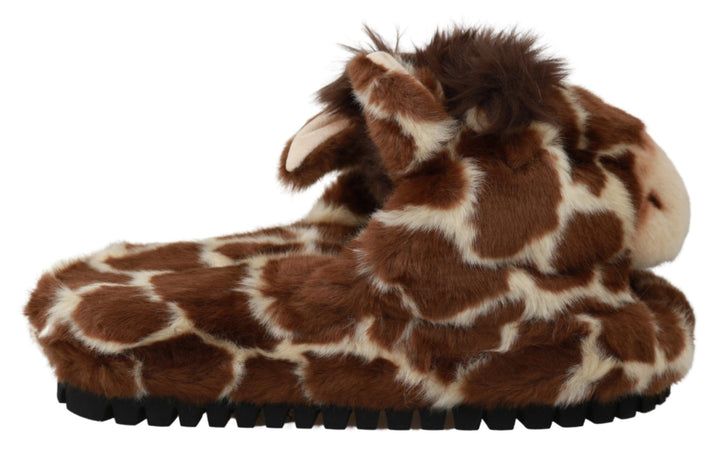 Dolce & Gabbana Zapatillas planas tipo sandalia de jirafa marrones