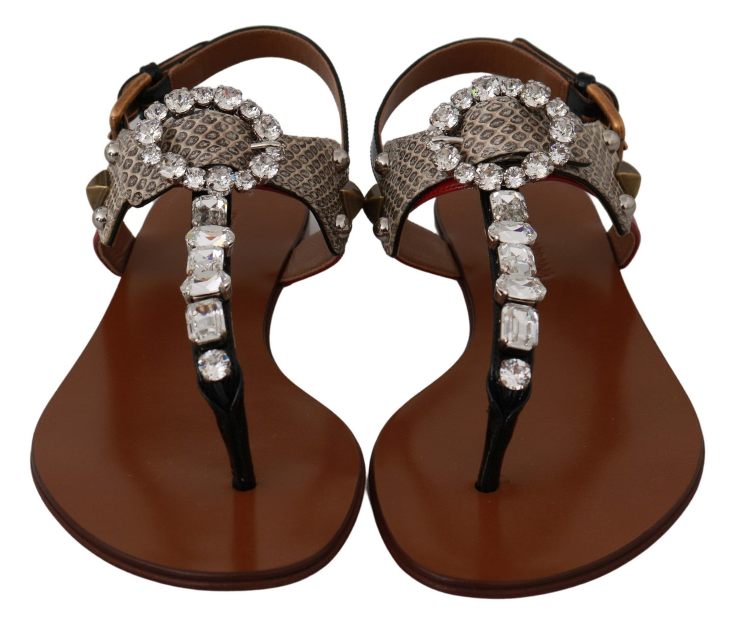 Dolce & Gabbana Sandales Tongs Chaussures en Cuir Ayers et Cristaux