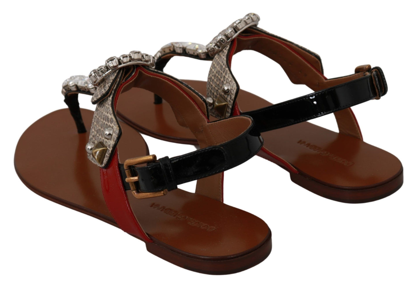 Dolce & Gabbana Sandales Tongs Chaussures en Cuir Ayers et Cristaux