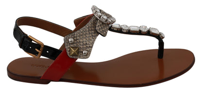 Dolce & Gabbana Sandales Tongs Chaussures en Cuir Ayers et Cristaux