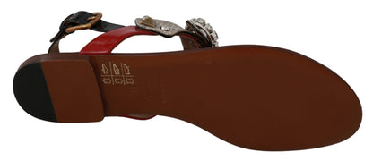 Dolce & Gabbana Sandales Tongs Chaussures en Cuir Ayers et Cristaux
