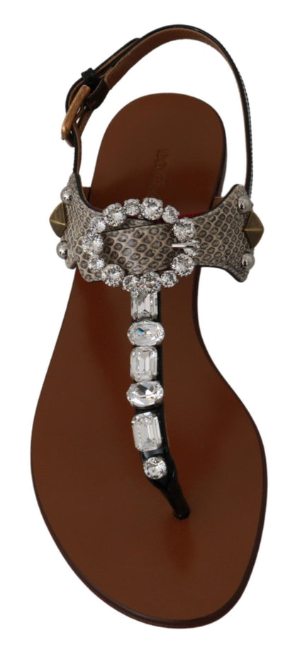 Dolce & Gabbana Sandales Tongs Chaussures en Cuir Ayers et Cristaux