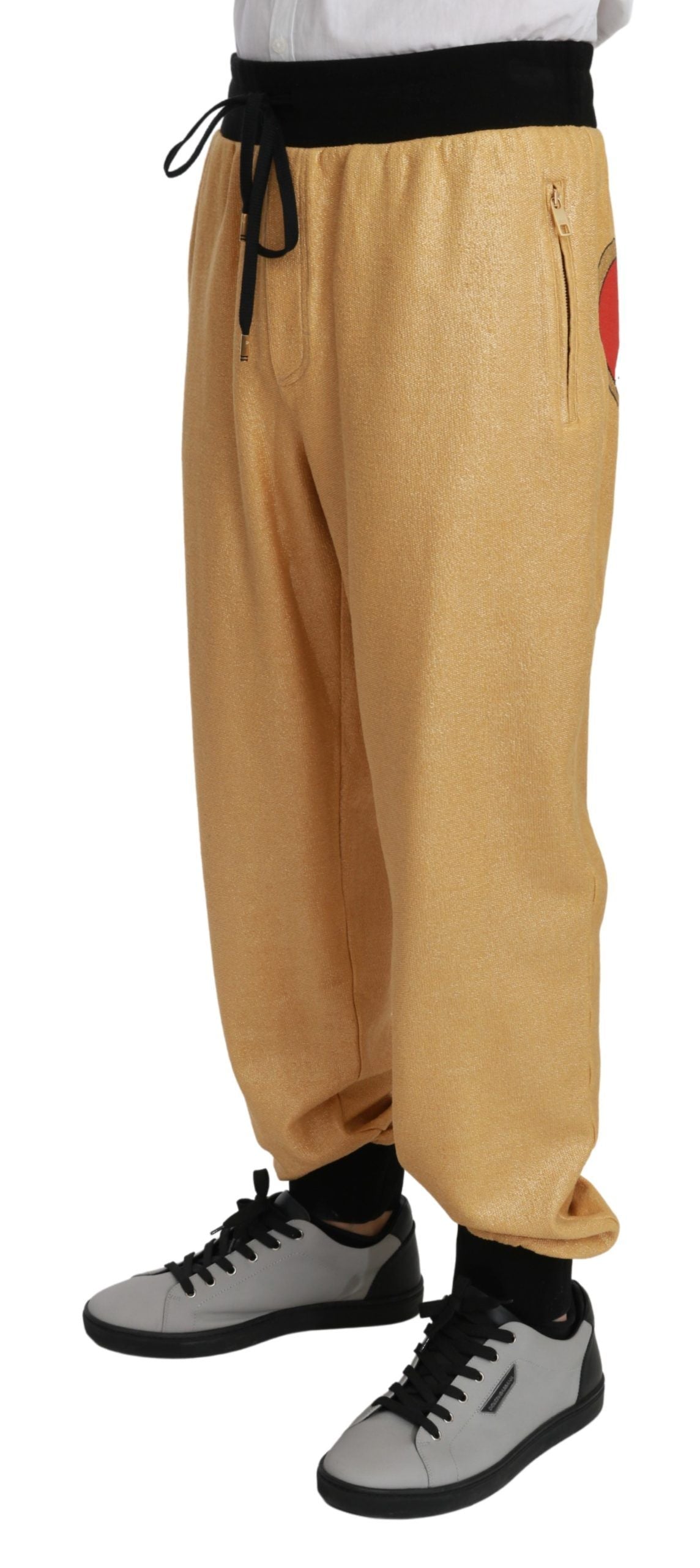 Pantalon homme en coton Dolce & Gabbana doré Année du Cochon