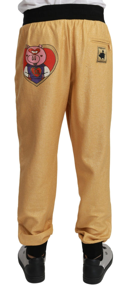 Pantalon homme en coton Dolce & Gabbana doré Année du Cochon