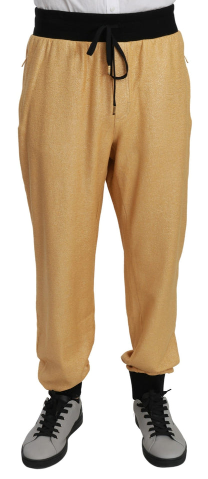 Pantalon homme en coton Dolce & Gabbana doré Année du Cochon