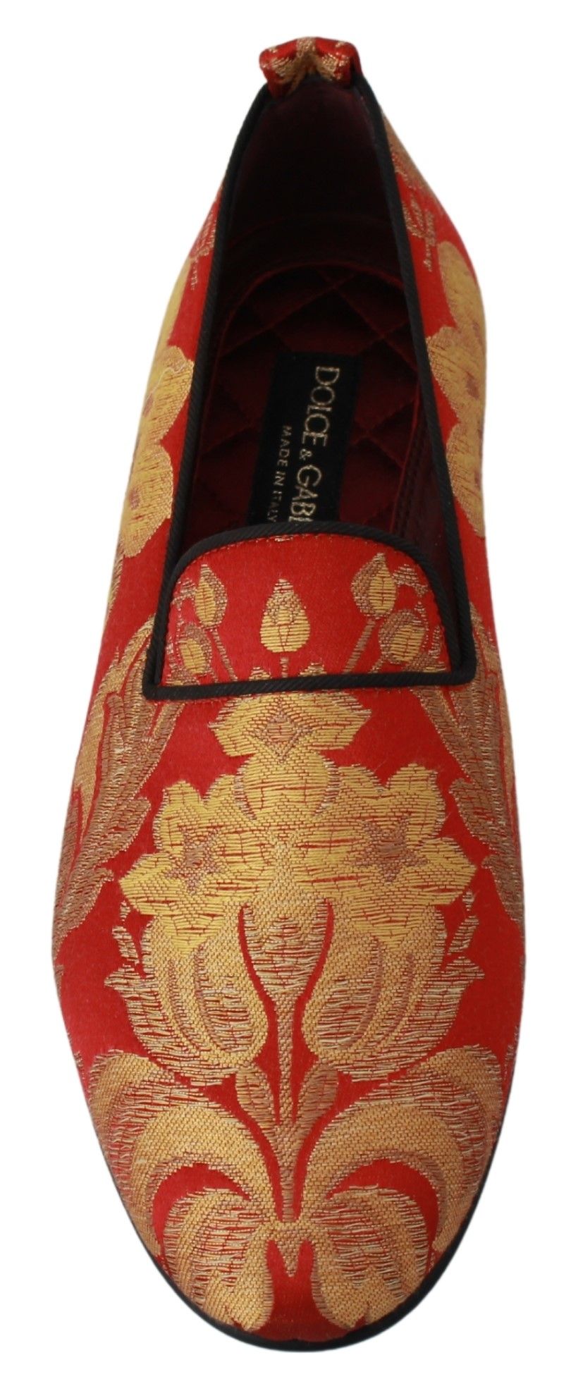 Chaussures Mocassins en Brocart Rouge et Or Dolce & Gabbana