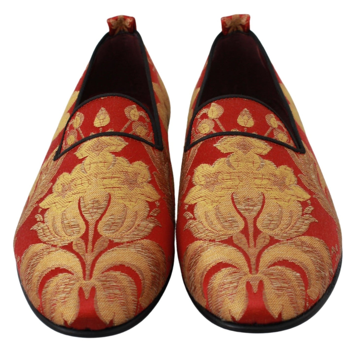 Chaussures Mocassins en Brocart Rouge et Or Dolce & Gabbana