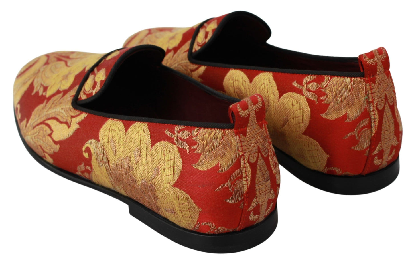 Chaussures Mocassins en Brocart Rouge et Or Dolce & Gabbana