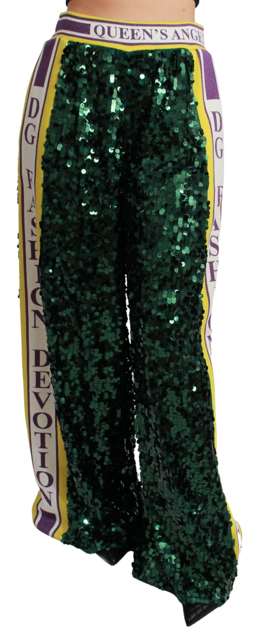 Pantalones de lentejuelas verdes Dolce & Gabbana Queens Angel