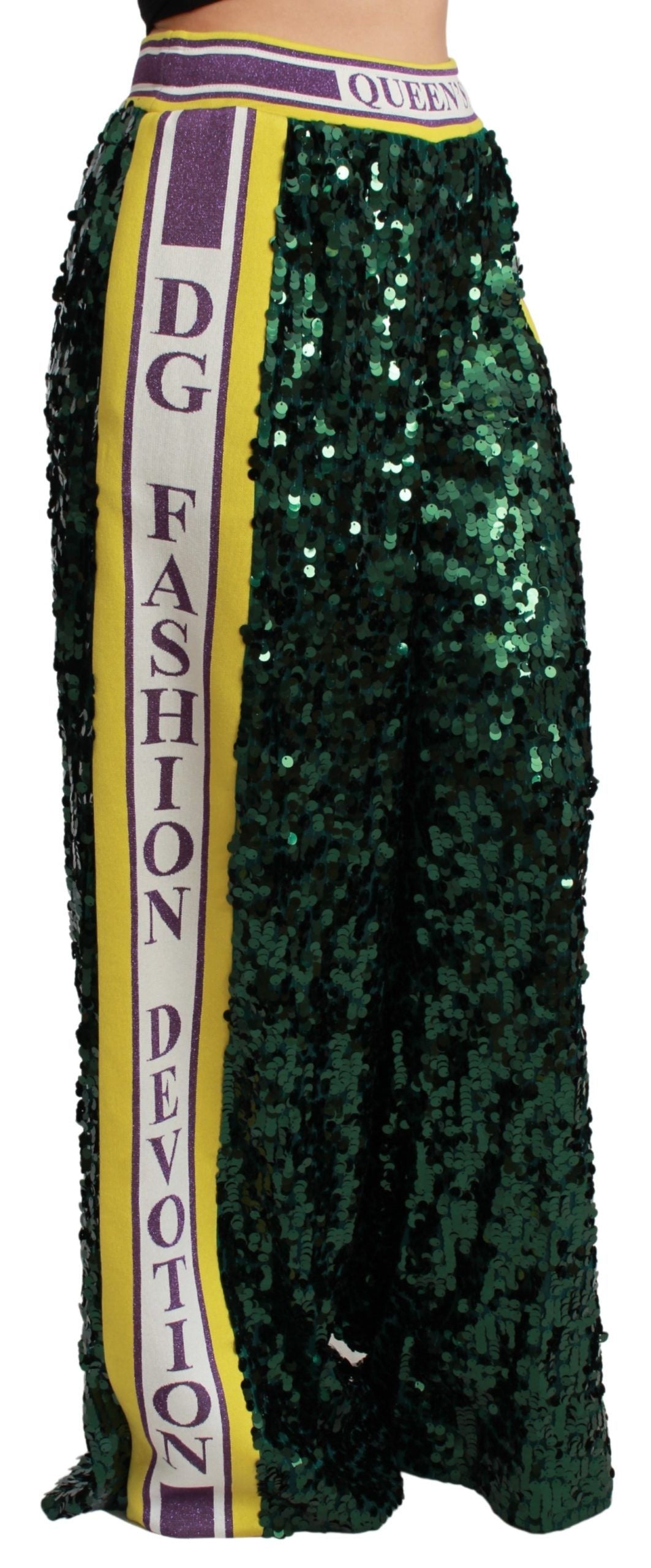 Pantalones de lentejuelas verdes Dolce & Gabbana Queens Angel