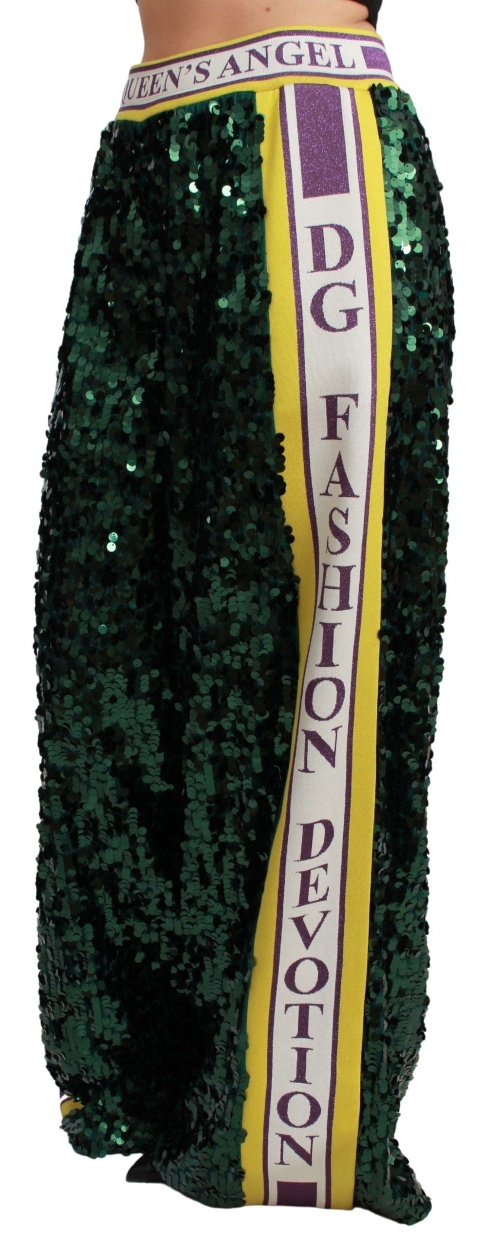 Pantalones de lentejuelas verdes Dolce & Gabbana Queens Angel