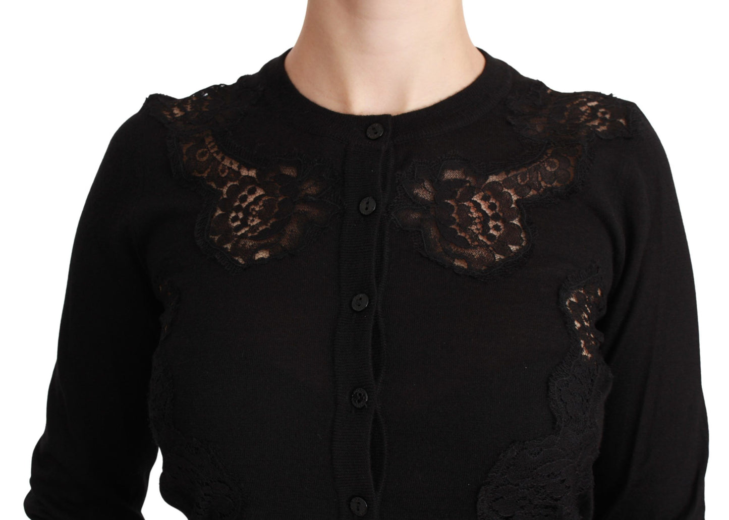 Cárdigan de cachemira y encaje negro de Dolce & Gabbana
