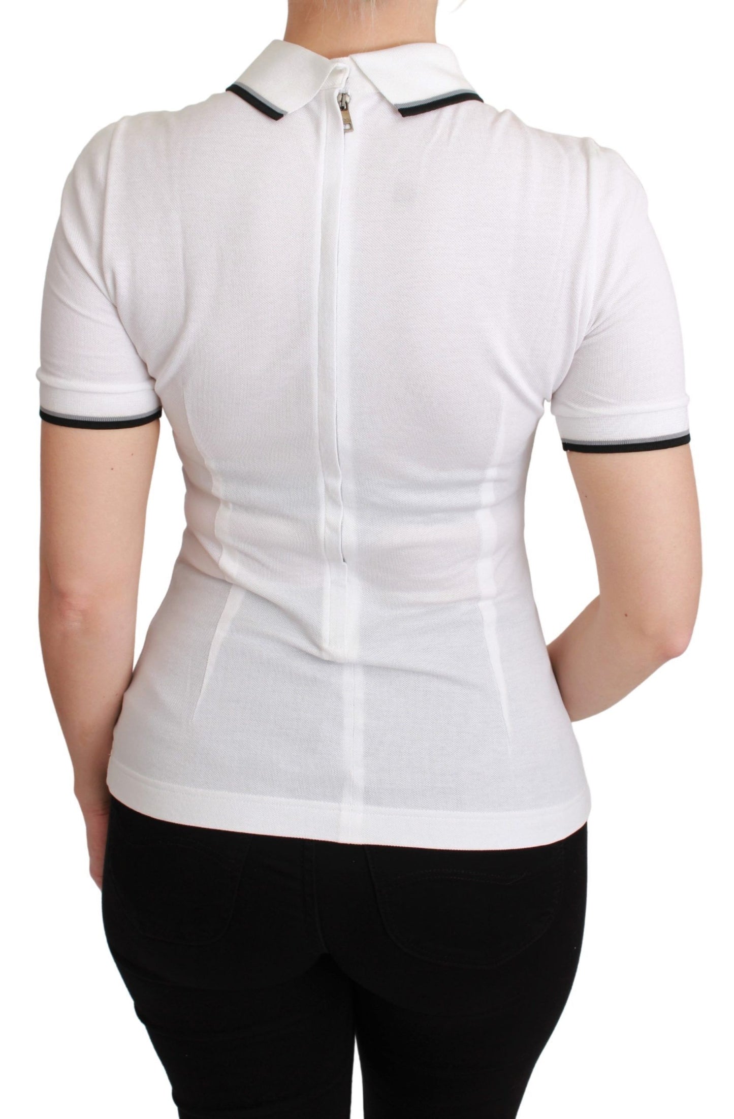 T-shirt Polo en Coton Blanc #dgfamily Dolce & Gabbana