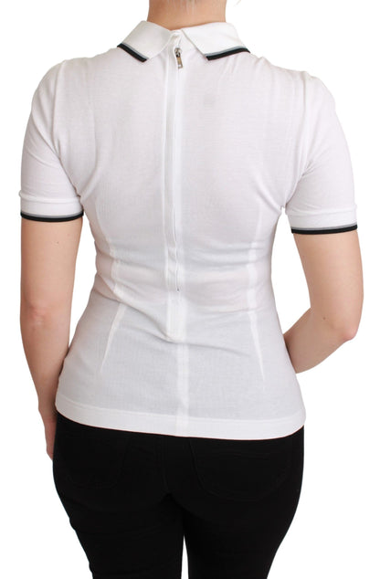 T-shirt Polo en Coton Blanc #dgfamily Dolce & Gabbana