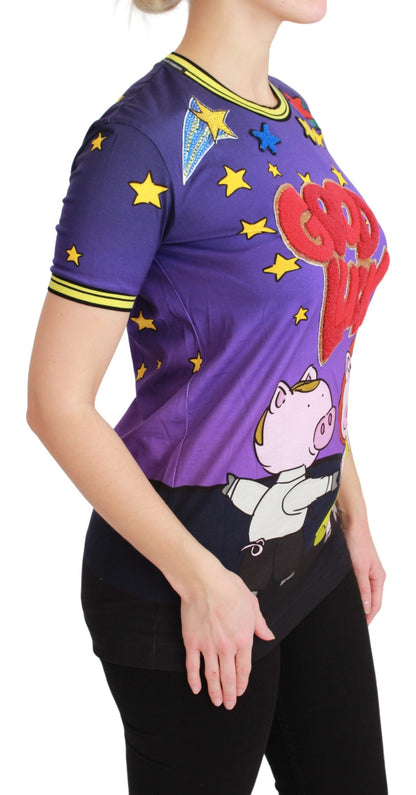 T-shirt en coton Dolce & Gabbana violet ANNÉE DU COCHON
