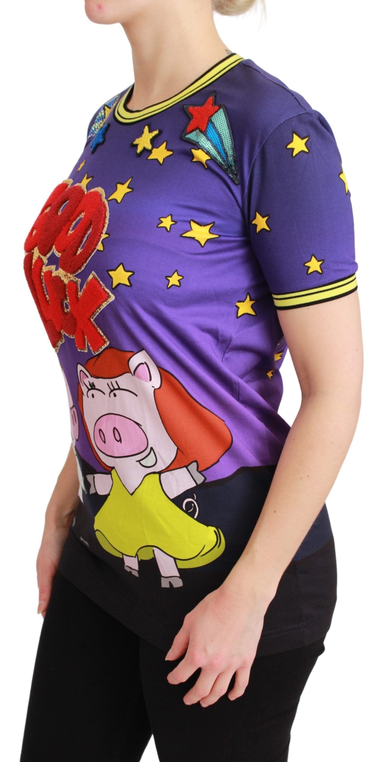 T-shirt en coton Dolce & Gabbana violet ANNÉE DU COCHON