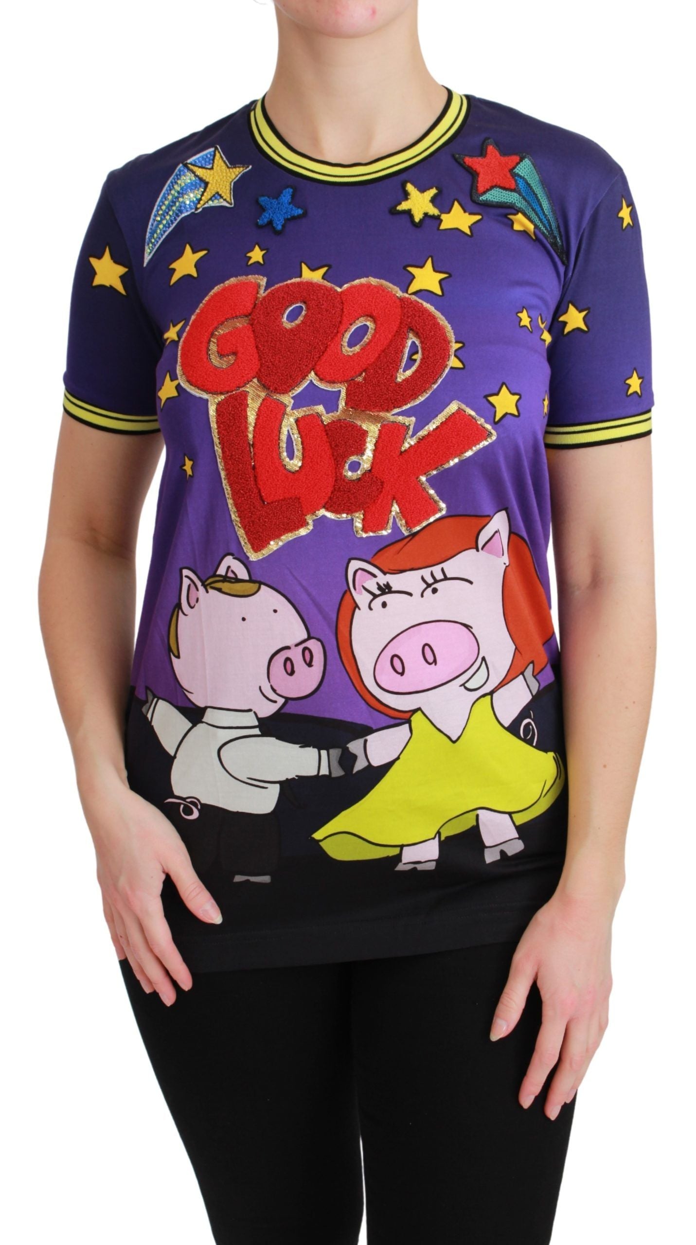 T-shirt en coton Dolce & Gabbana violet ANNÉE DU COCHON