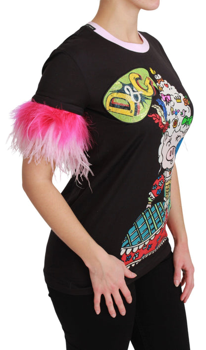 T-shirt Dolce & Gabbana Coton Noir ANNÉE DU COCHON