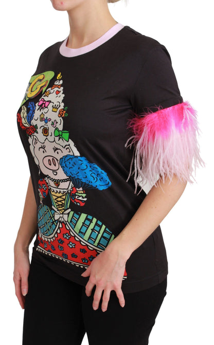 T-shirt Dolce & Gabbana Coton Noir ANNÉE DU COCHON