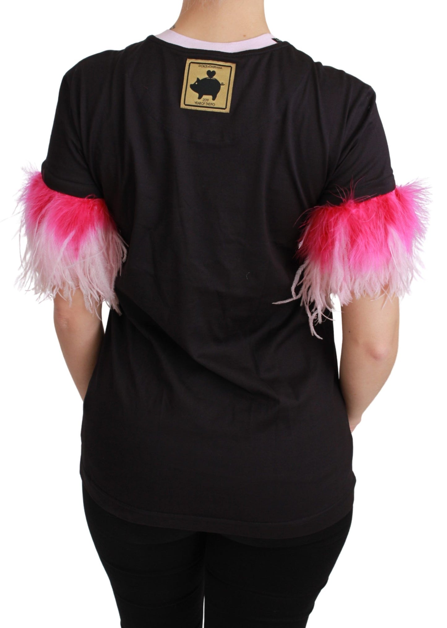 T-shirt Dolce & Gabbana Coton Noir ANNÉE DU COCHON