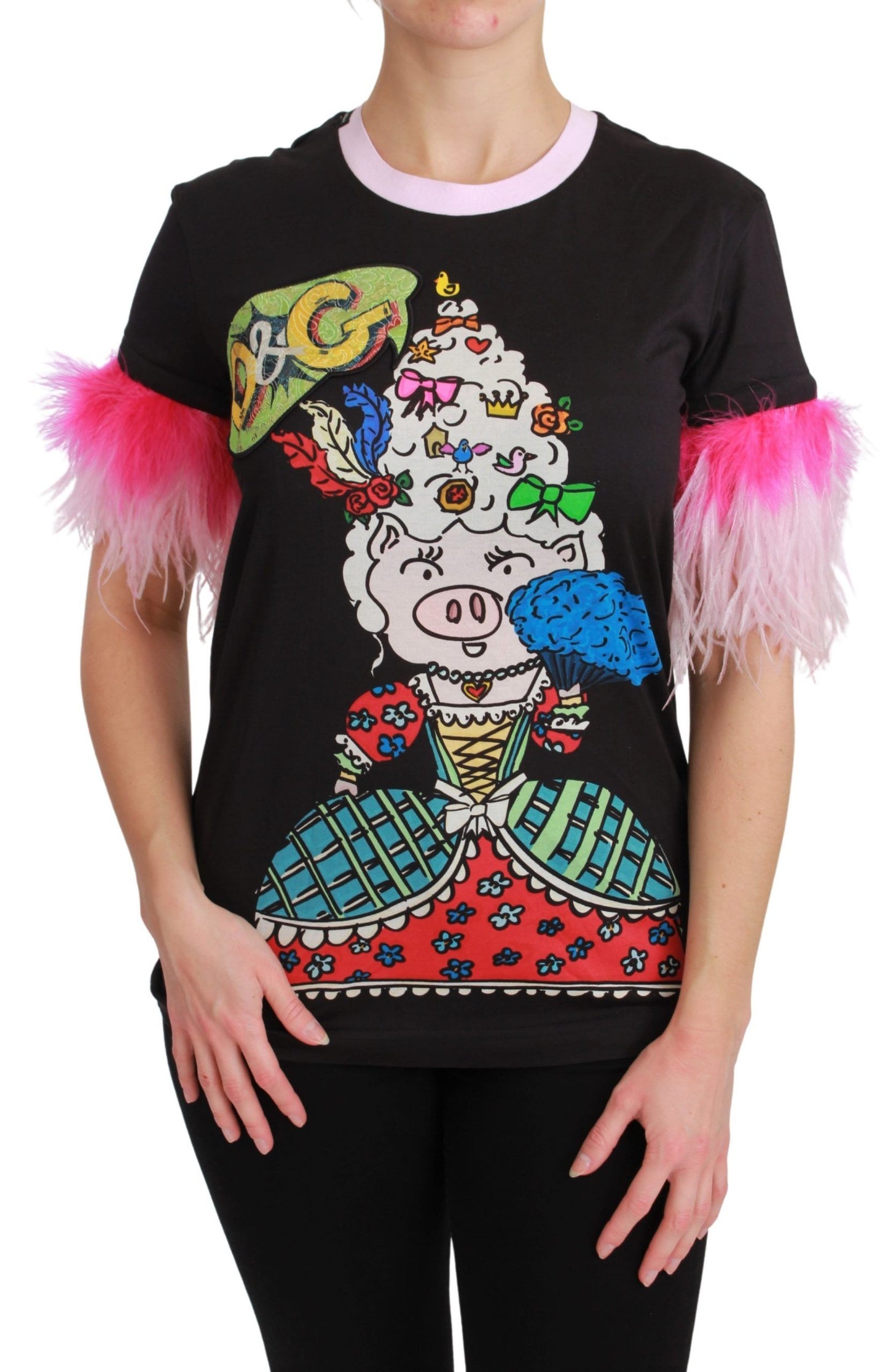 T-shirt Dolce & Gabbana Coton Noir ANNÉE DU COCHON
