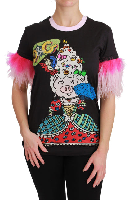 T-shirt Dolce & Gabbana Coton Noir ANNÉE DU COCHON