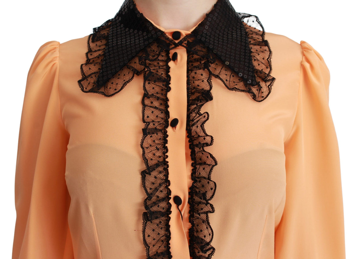 Chemisier en dentelle et sequins en soie jaune Dolce & Gabbana