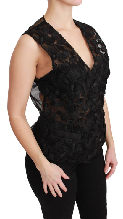 Gilet Dolce & Gabbana Noir en Brocart Floral