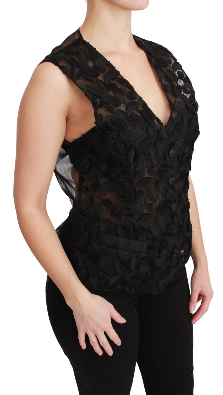 Chaleco sin mangas Dolce & Gabbana de brocado floral negro