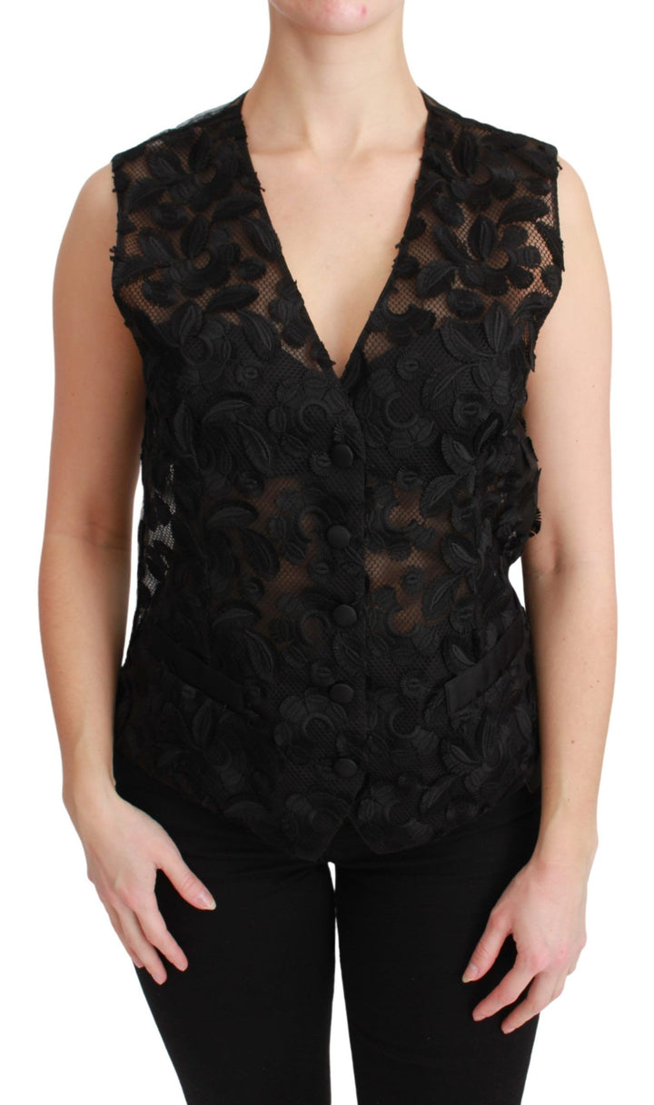 Chaleco sin mangas Dolce & Gabbana de brocado floral negro