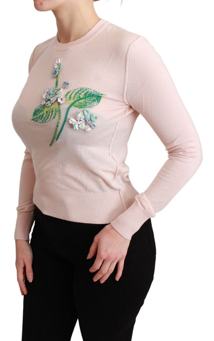 Pull Dolce & Gabbana en soie et cachemire à motifs floraux roses