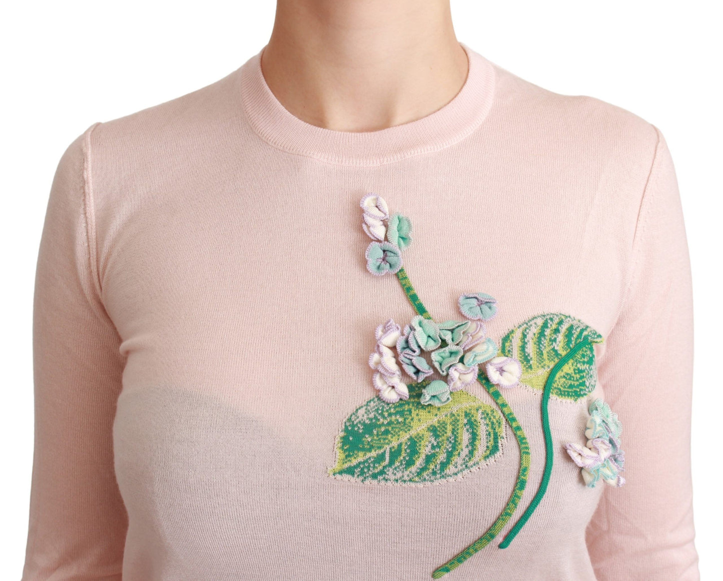 Pull Dolce & Gabbana en soie et cachemire à motifs floraux roses
