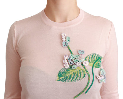 Pull Dolce & Gabbana en soie et cachemire à motifs floraux roses